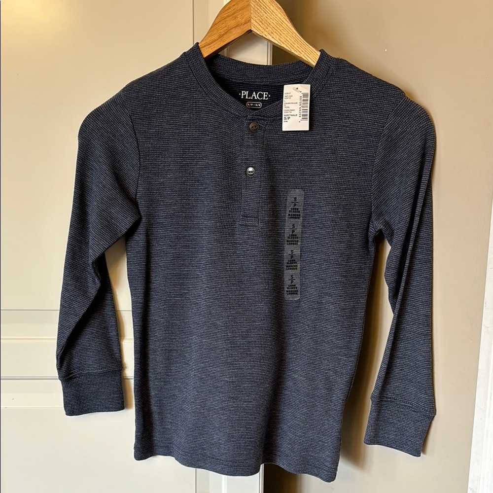 The Children's Place Blue/Grey Henley Long Sleeve Tee, NWT
